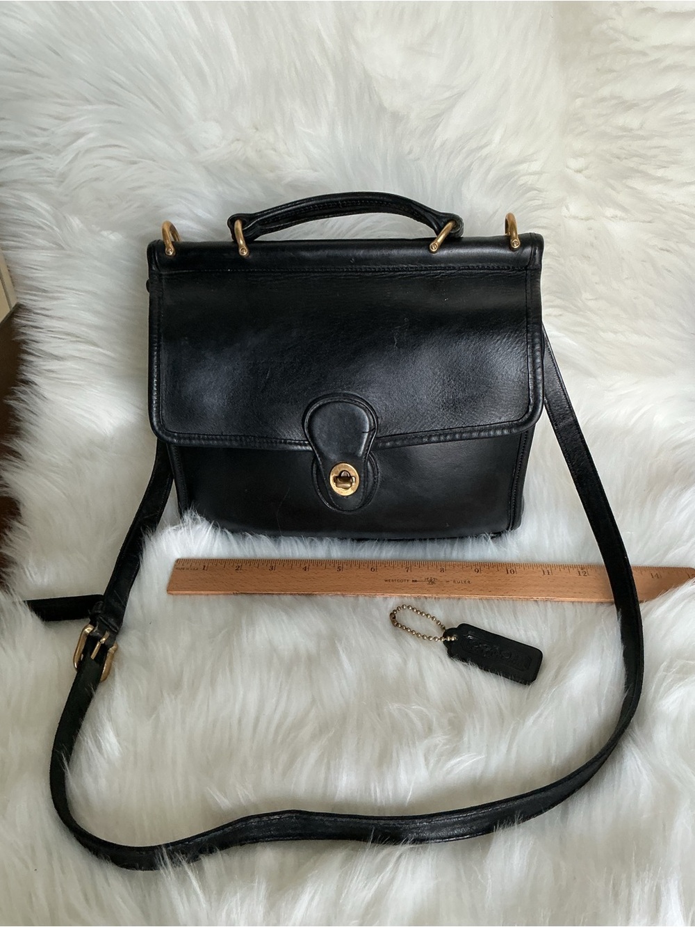 Coach Willis Station Vintage Black Leather Bag 9927